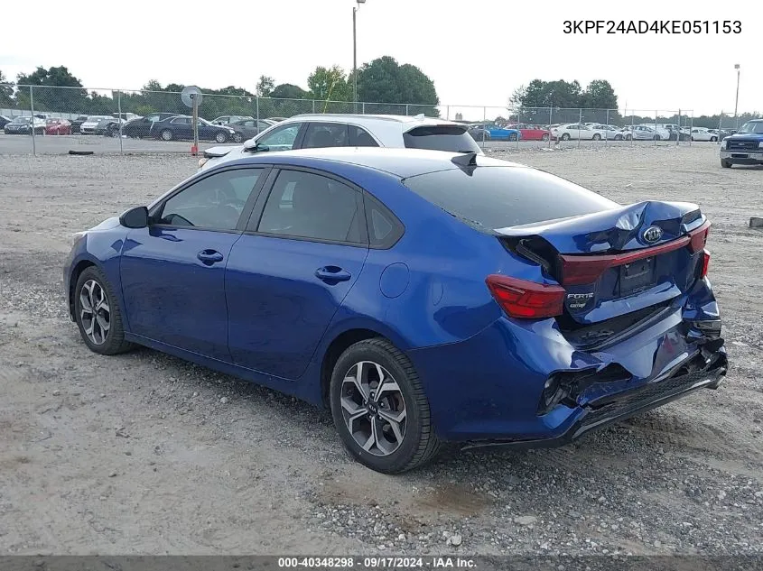 2019 Kia Forte Lxs VIN: 3KPF24AD4KE051153 Lot: 40348298