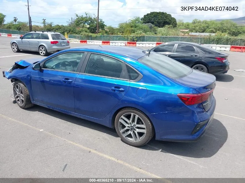 2019 Kia Forte S VIN: 3KPF34AD4KE074042 Lot: 40365210