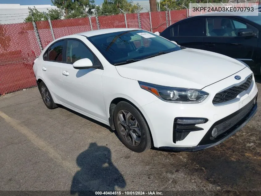 2019 Kia Forte Fe/Lx/Lxs VIN: 3KPF24AD3KE070793 Lot: 40404515