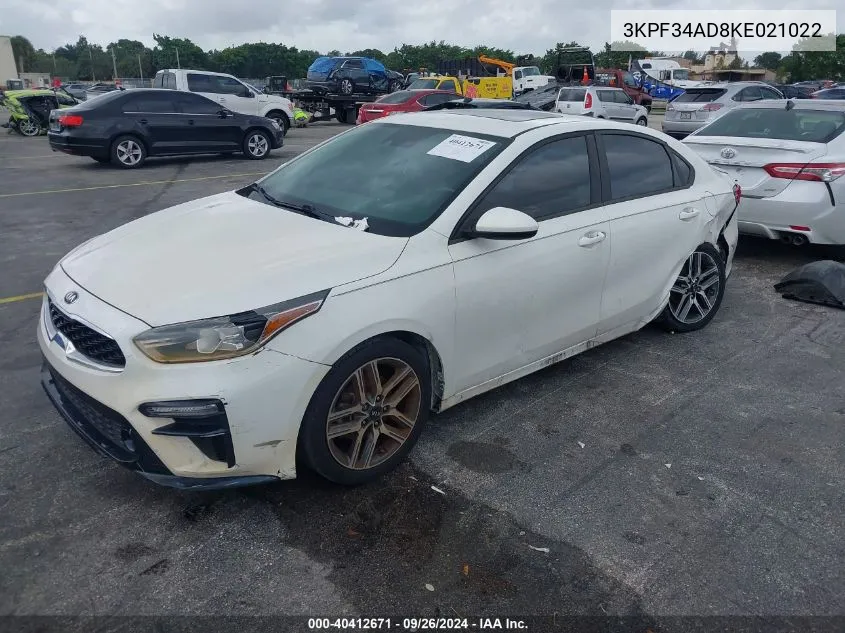 2019 Kia Forte Gt Line/S VIN: 3KPF34AD8KE021022 Lot: 40412671