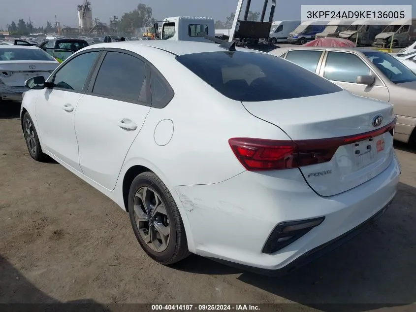 2019 Kia Forte Lxs VIN: 3KPF24AD9KE136005 Lot: 40414187