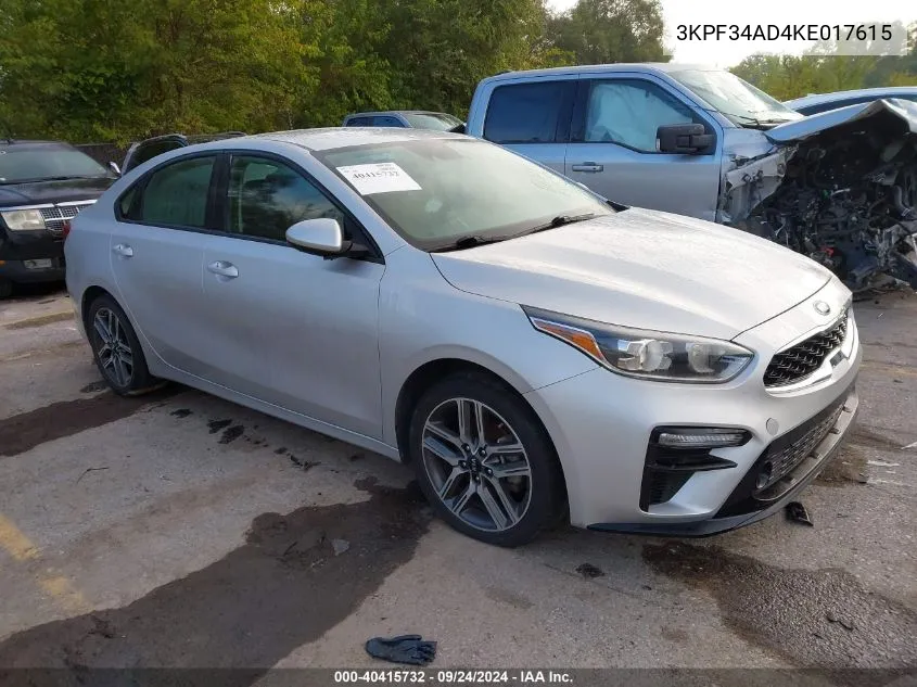 2019 Kia Forte Gt Line/S VIN: 3KPF34AD4KE017615 Lot: 40415732