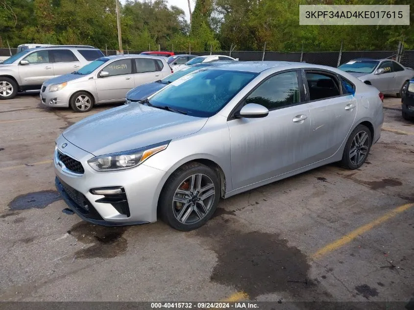 2019 Kia Forte Gt Line/S VIN: 3KPF34AD4KE017615 Lot: 40415732