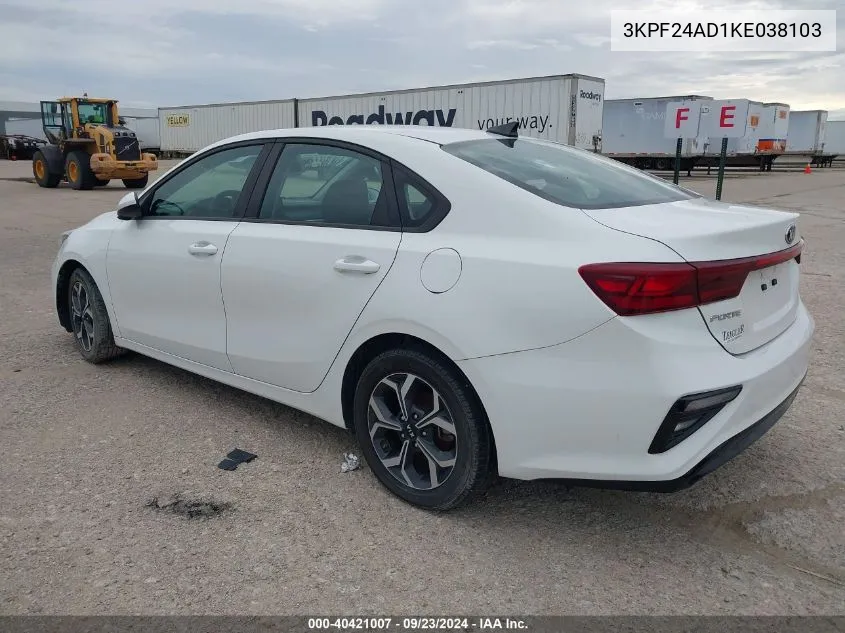 3KPF24AD1KE038103 2019 Kia Forte Lxs