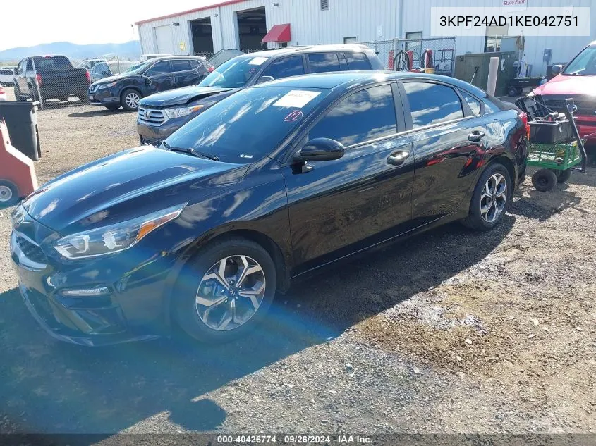 2019 Kia Forte Lxs VIN: 3KPF24AD1KE042751 Lot: 40426774