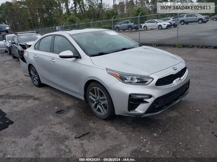 2019 Kia Forte Gt Line/S VIN: 3KPF34AD4KE029411 Lot: 40429201