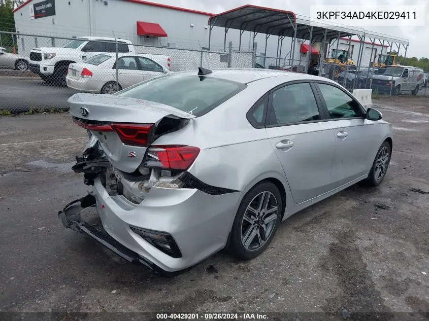 3KPF34AD4KE029411 2019 Kia Forte Gt Line/S