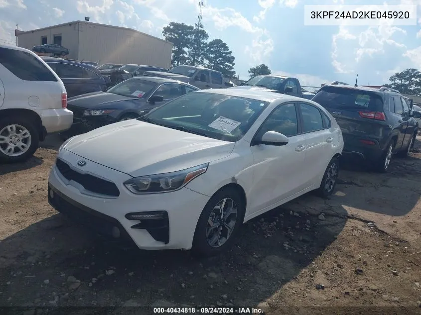 3KPF24AD2KE045920 2019 Kia Forte Lxs