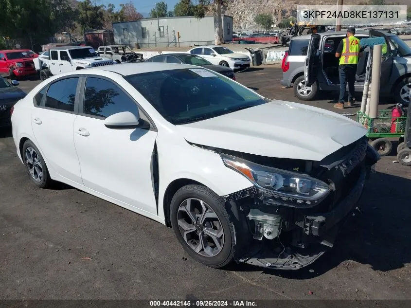 2019 Kia Forte Fe/Lx/Lxs VIN: 3KPF24AD8KE137131 Lot: 40442145