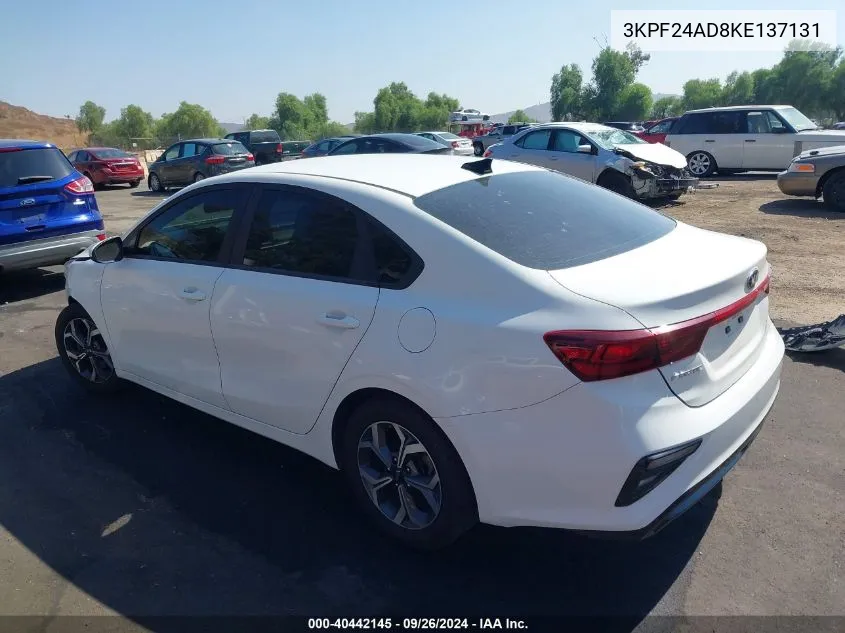 3KPF24AD8KE137131 2019 Kia Forte Fe/Lx/Lxs