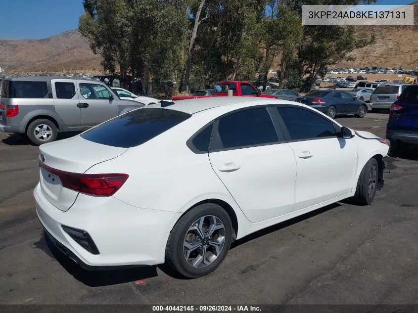 2019 Kia Forte Fe/Lx/Lxs VIN: 3KPF24AD8KE137131 Lot: 40442145