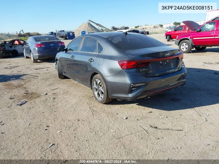 2019 Kia Forte Fe/Lx/Lxs VIN: 3KPF24AD5KE008151 Lot: 40447616