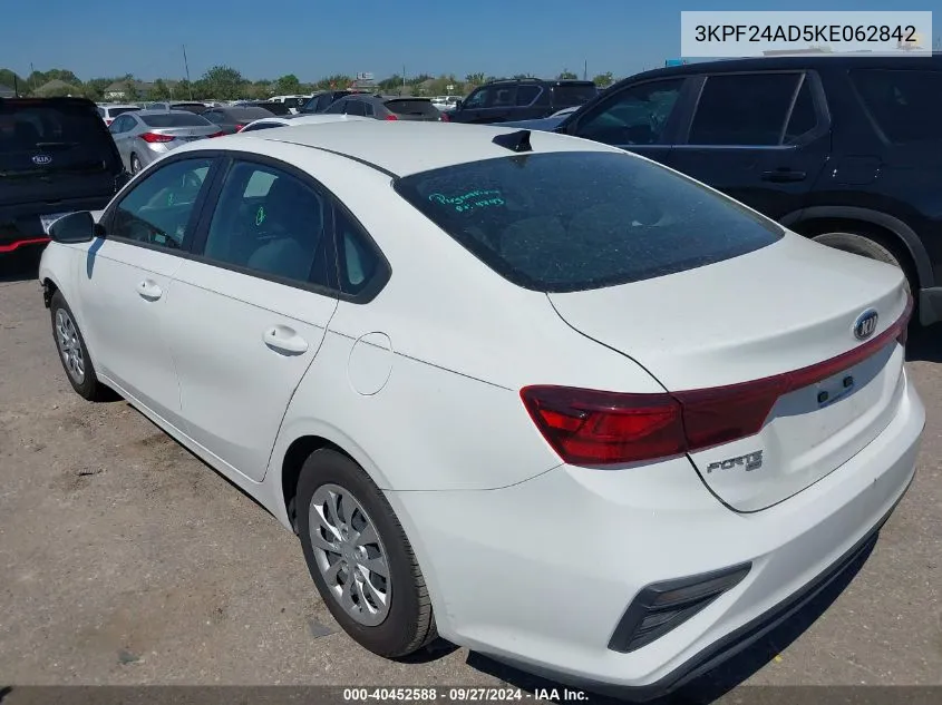 2019 Kia Forte Fe VIN: 3KPF24AD5KE062842 Lot: 40452588