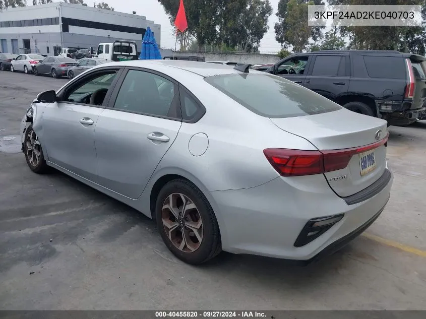 2019 Kia Forte Lxs VIN: 3KPF24AD2KE040703 Lot: 40455820