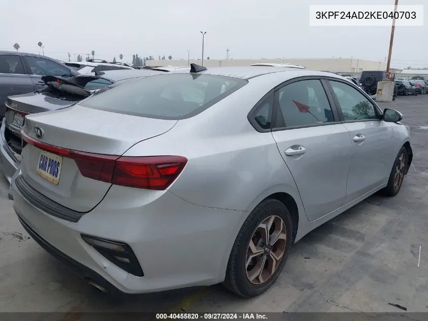 2019 Kia Forte Lxs VIN: 3KPF24AD2KE040703 Lot: 40455820