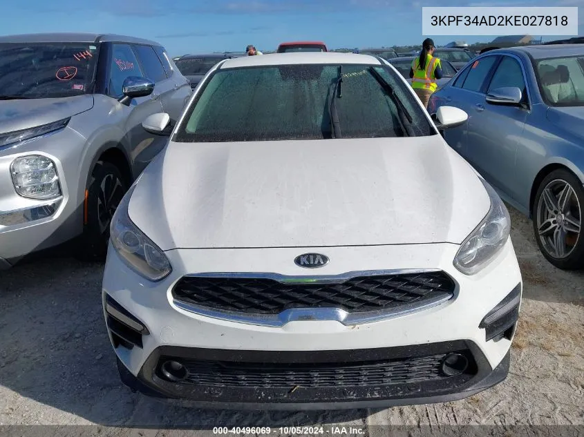 2019 Kia Forte Gt Line/S VIN: 3KPF34AD2KE027818 Lot: 40496069