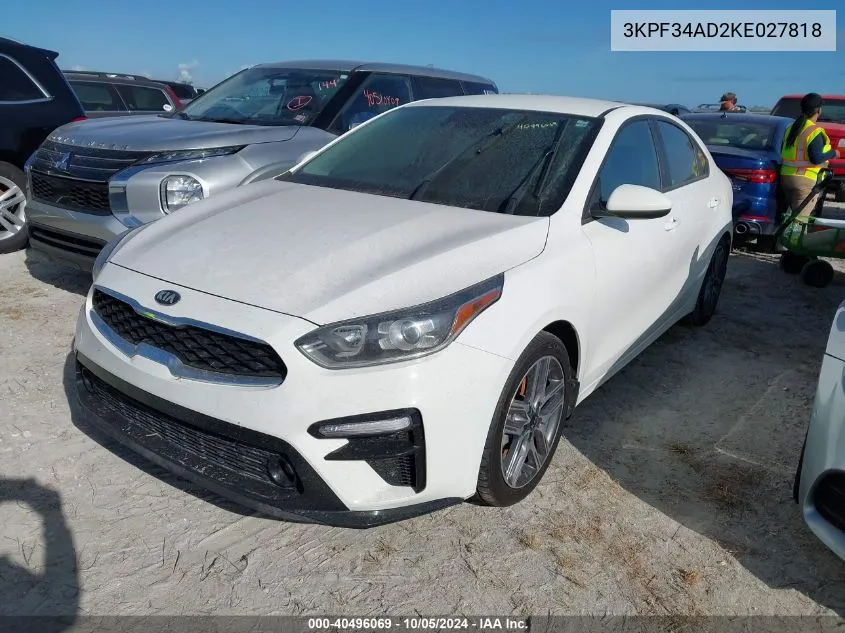 2019 Kia Forte Gt Line/S VIN: 3KPF34AD2KE027818 Lot: 40496069