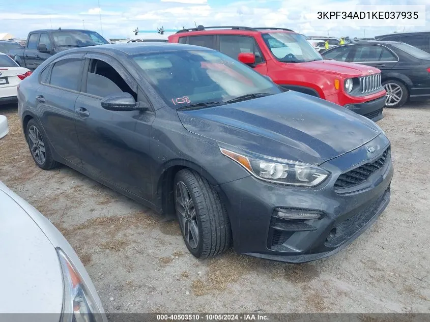 2019 Kia Forte Gt Line/S VIN: 3KPF34AD1KE037935 Lot: 40503510