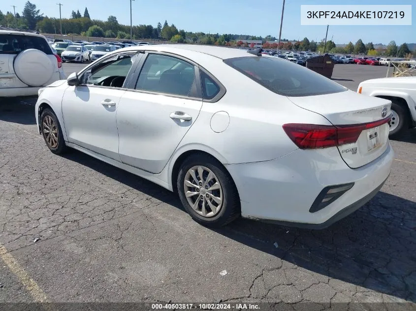 2019 Kia Forte Fe VIN: 3KPF24AD4KE107219 Lot: 40503817