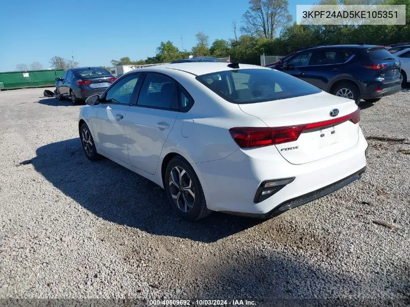 2019 Kia Forte Lxs VIN: 3KPF24AD5KE105351 Lot: 40509692