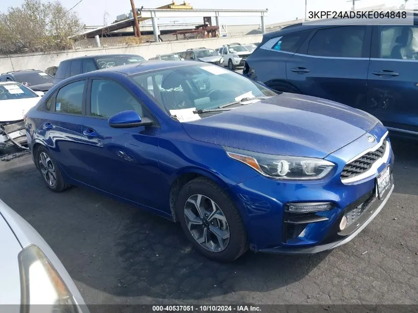 2019 Kia Forte Fe/Lx/Lxs VIN: 3KPF24AD5KE064848 Lot: 40537051