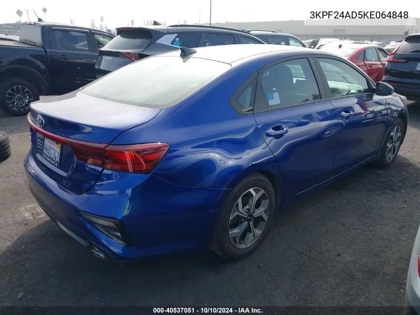 2019 Kia Forte Fe/Lx/Lxs VIN: 3KPF24AD5KE064848 Lot: 40537051