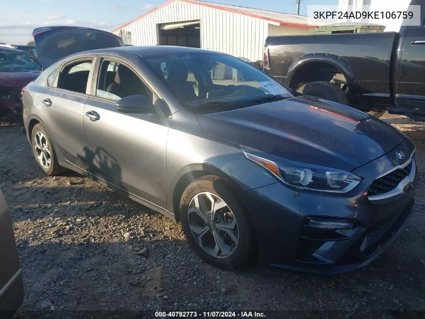 2019 Kia Forte Lxs VIN: 3KPF24AD9KE106759 Lot: 40792773