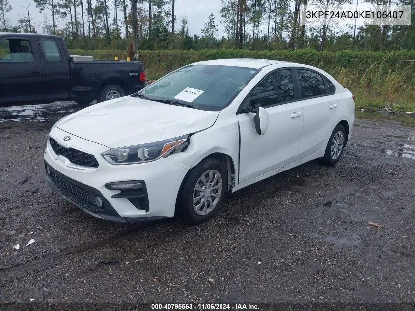 2019 Kia Forte Fe VIN: 3KPF24AD0KE106407 Lot: 40795563