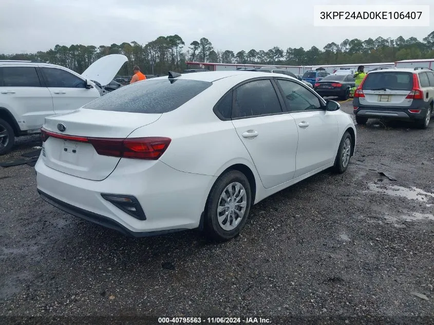 2019 Kia Forte Fe VIN: 3KPF24AD0KE106407 Lot: 40795563