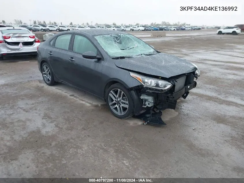 2019 Kia Forte S VIN: 3KPF34AD4KE136992 Lot: 40797200