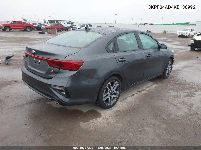 2019 Kia Forte S VIN: 3KPF34AD4KE136992 Lot: 40797200