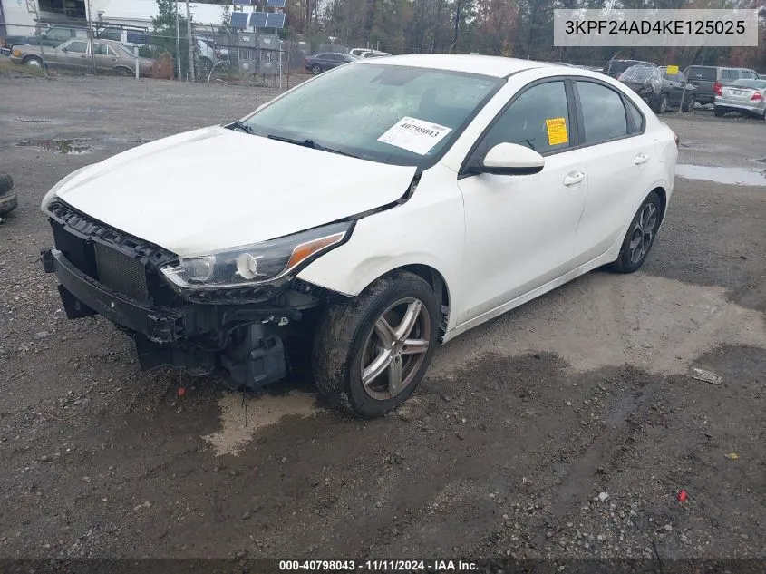 2019 Kia Forte Lxs VIN: 3KPF24AD4KE125025 Lot: 40798043