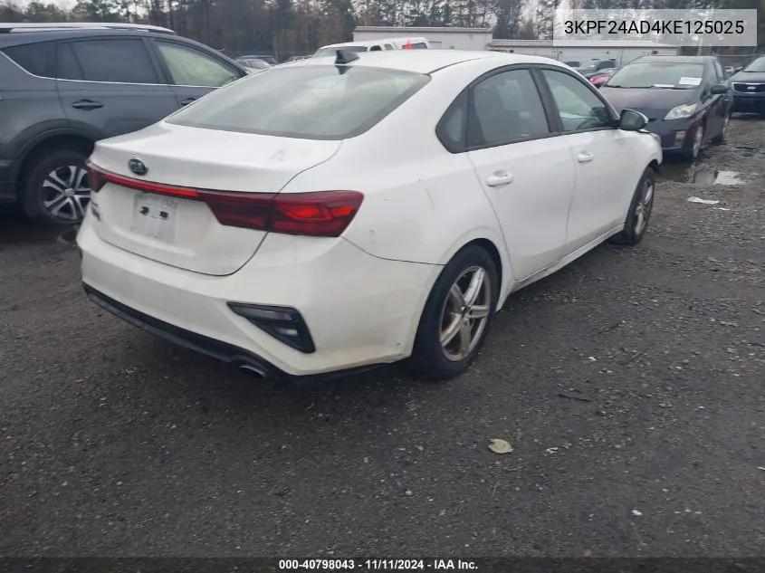 2019 Kia Forte Lxs VIN: 3KPF24AD4KE125025 Lot: 40798043