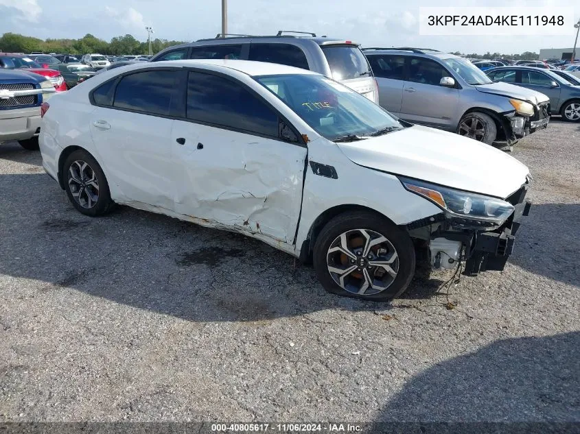 2019 Kia Forte Lxs VIN: 3KPF24AD4KE111948 Lot: 40805617