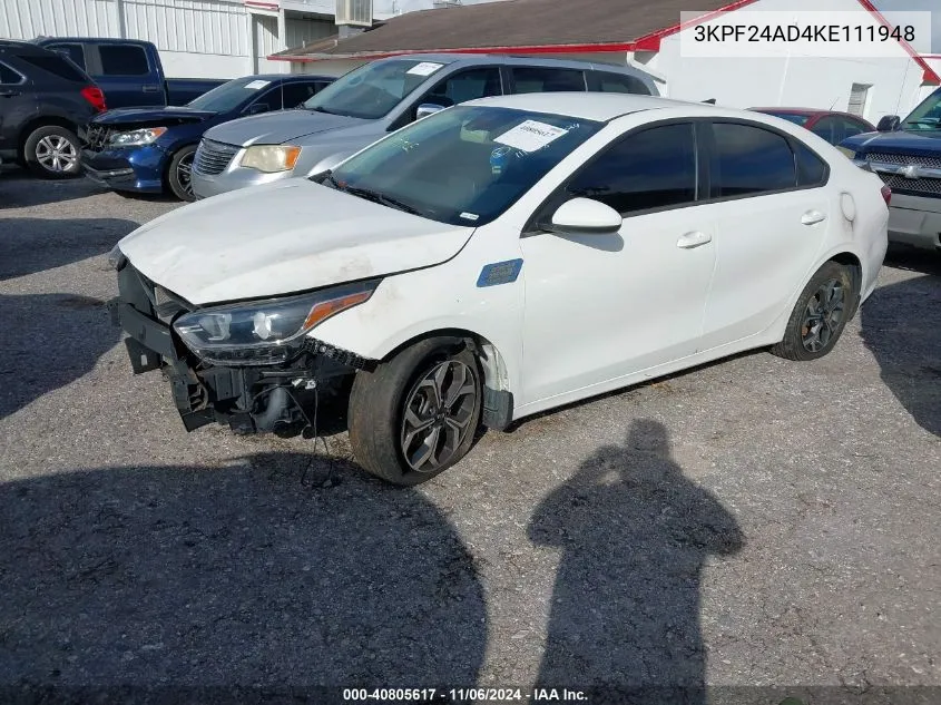 2019 Kia Forte Lxs VIN: 3KPF24AD4KE111948 Lot: 40805617