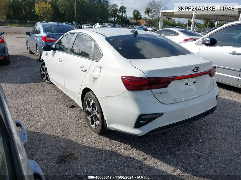 2019 Kia Forte Lxs VIN: 3KPF24AD4KE111948 Lot: 40805617