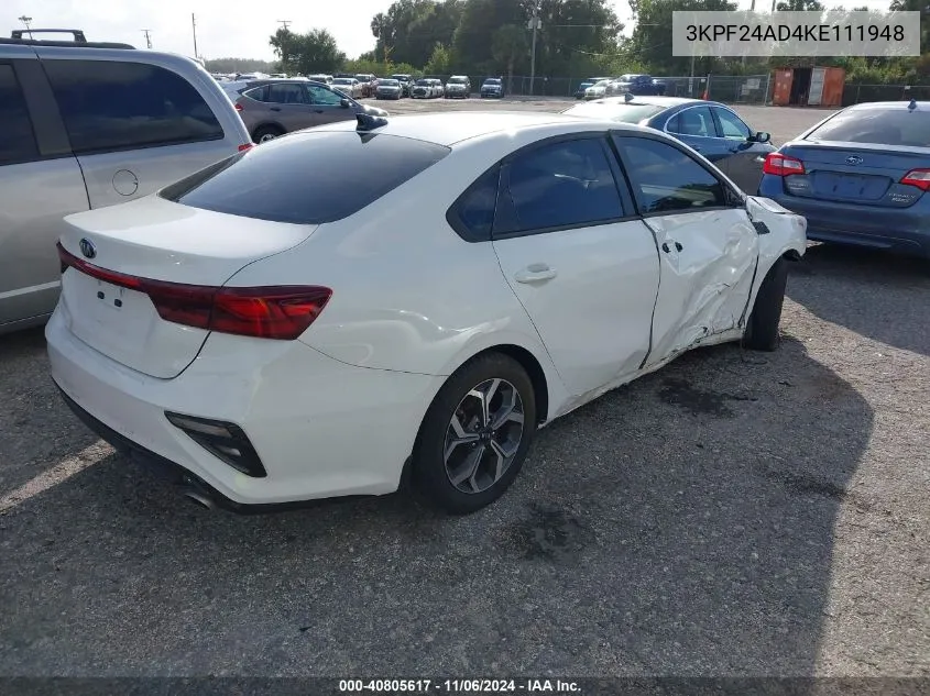 2019 Kia Forte Lxs VIN: 3KPF24AD4KE111948 Lot: 40805617