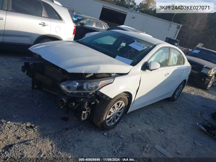 2019 Kia Forte Fe VIN: 3KPF24AD3KE027071 Lot: 40809690