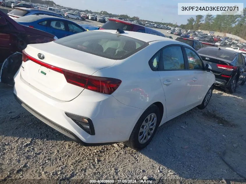 2019 Kia Forte Fe VIN: 3KPF24AD3KE027071 Lot: 40809690