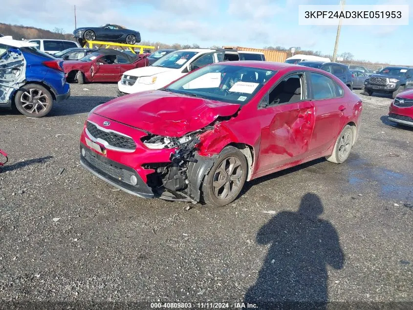 2019 Kia Forte Lxs VIN: 3KPF24AD3KE051953 Lot: 40809803