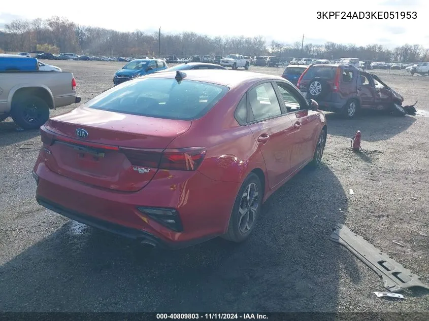 2019 Kia Forte Lxs VIN: 3KPF24AD3KE051953 Lot: 40809803