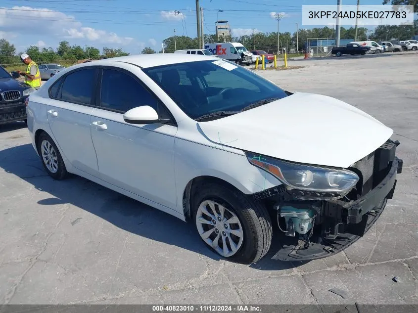 2019 Kia Forte Fe VIN: 3KPF24AD5KE027783 Lot: 40823010