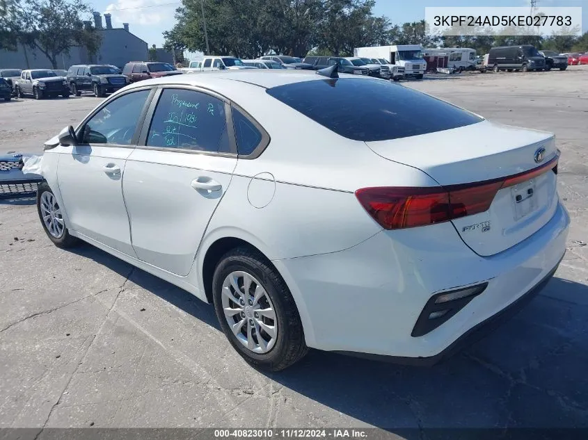 2019 Kia Forte Fe VIN: 3KPF24AD5KE027783 Lot: 40823010