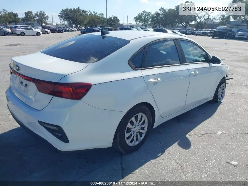 2019 Kia Forte Fe VIN: 3KPF24AD5KE027783 Lot: 40823010