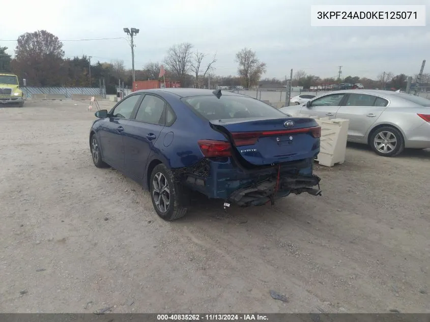 2019 Kia Forte Lxs VIN: 3KPF24AD0KE125071 Lot: 40835262