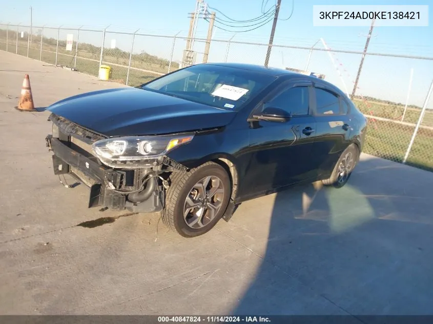 2019 Kia Forte Lxs VIN: 3KPF24AD0KE138421 Lot: 40847824