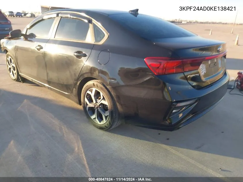 2019 Kia Forte Lxs VIN: 3KPF24AD0KE138421 Lot: 40847824