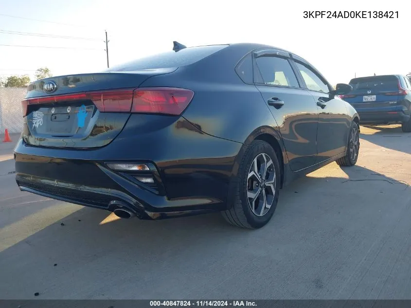 2019 Kia Forte Lxs VIN: 3KPF24AD0KE138421 Lot: 40847824