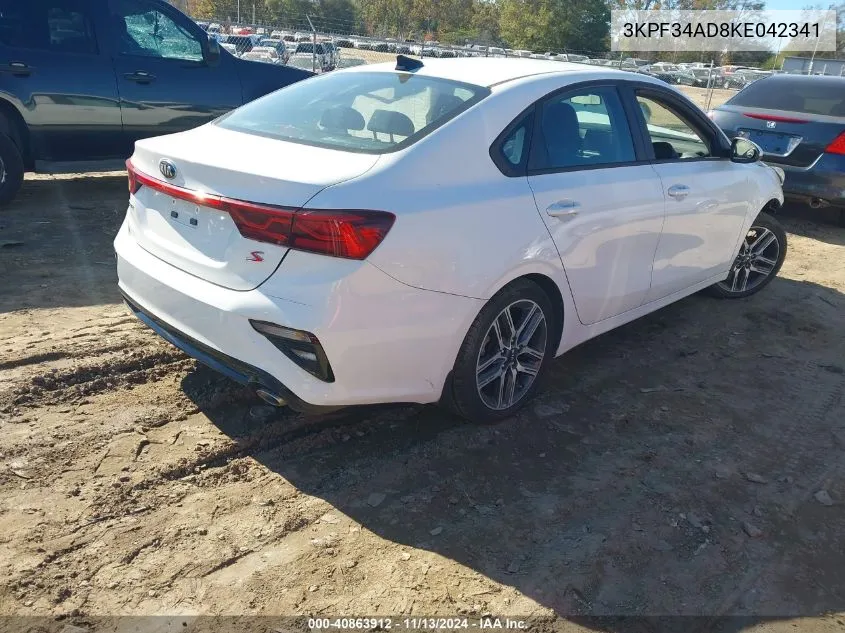 2019 Kia Forte S VIN: 3KPF34AD8KE042341 Lot: 40863912