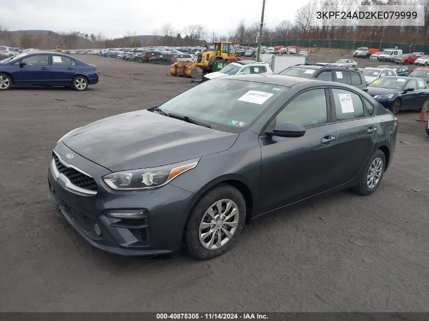 2019 Kia Forte Fe VIN: 3KPF24AD2KE079999 Lot: 40875305